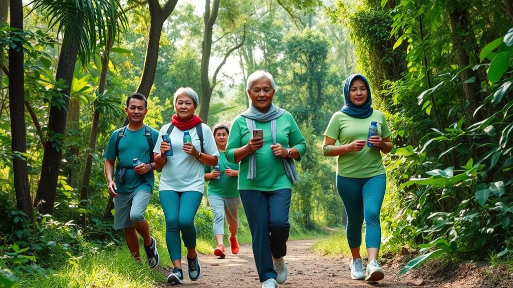 Aktiviti Berjalan Kaki Pagi Sihat di Taman Negara Malaysia
